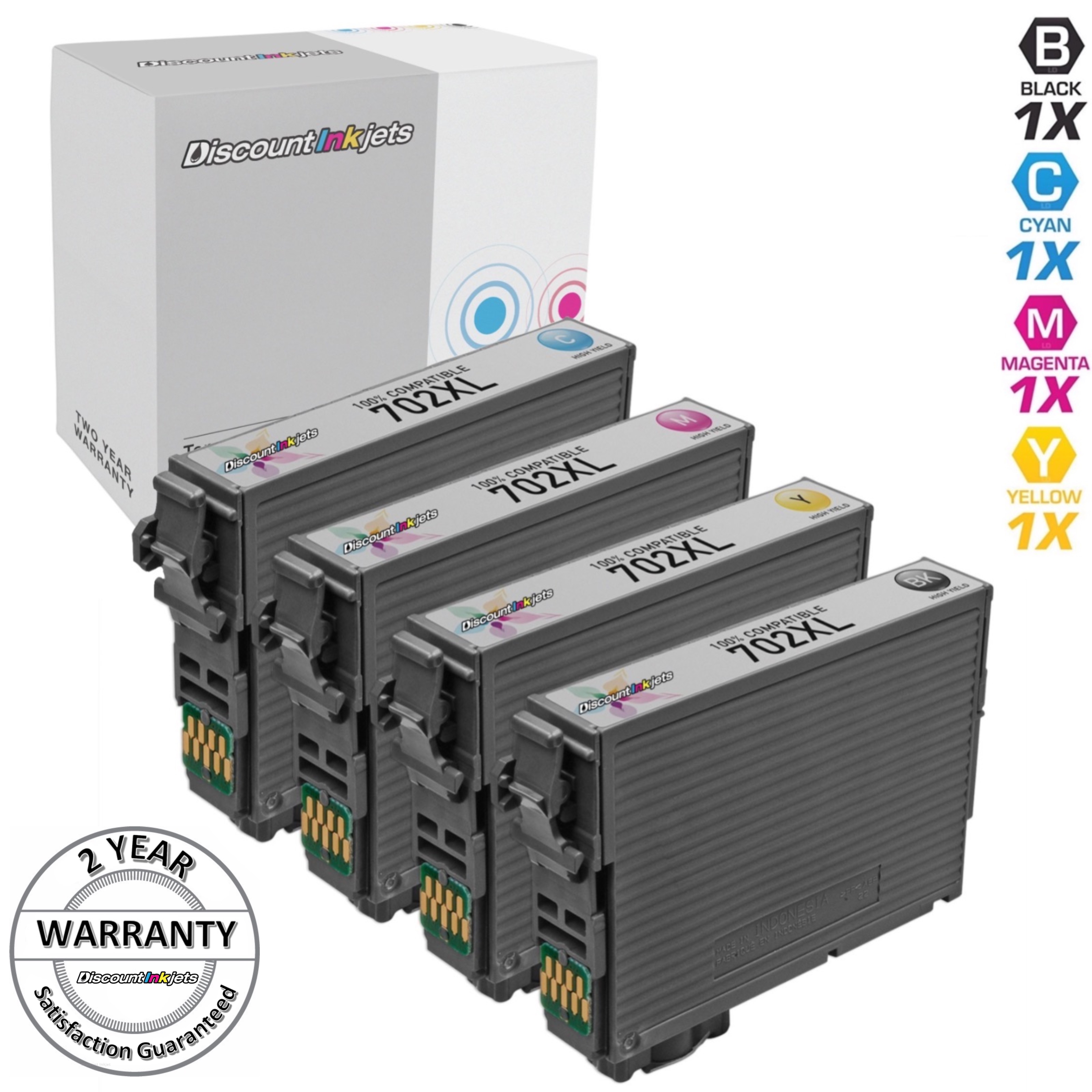 4pk for Epson 702 XL 702XL Ink Cartridge Black & Color Set WF-3720 T702XL120 | eBay